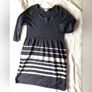 Studio One Charcoal Ribbed Sweater Dress